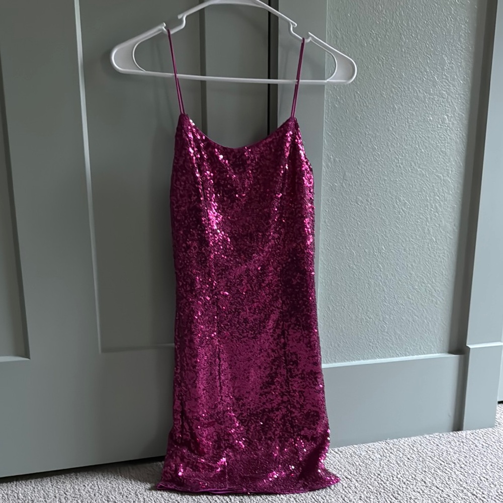 Lulus Magenta Sequin Dress